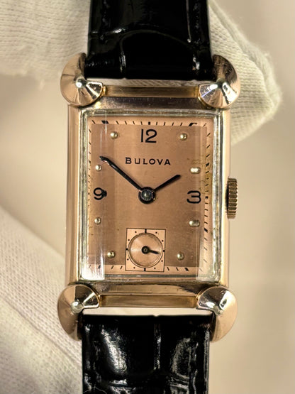 Bulova 14K Gold Filled *BOXED* Vintage 1950’s Men’s Manual Sub-Seconds Tank Watch - 7AK