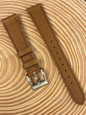 Premium Saffiano Leather Calf Watch Strap - Brown
