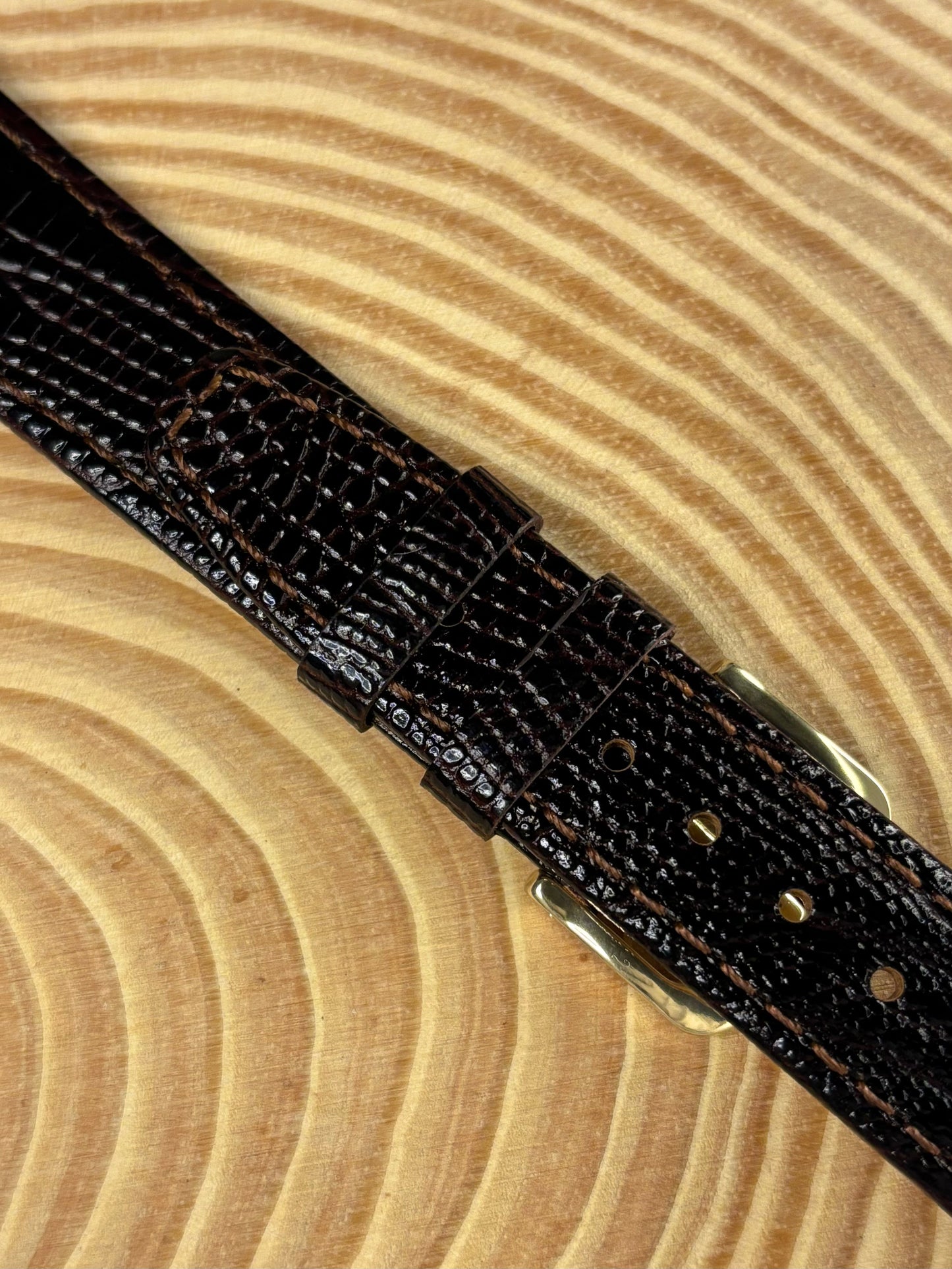 Premium luxury handmade brown Teju lizard grain leather watch strap with refined exotic finish