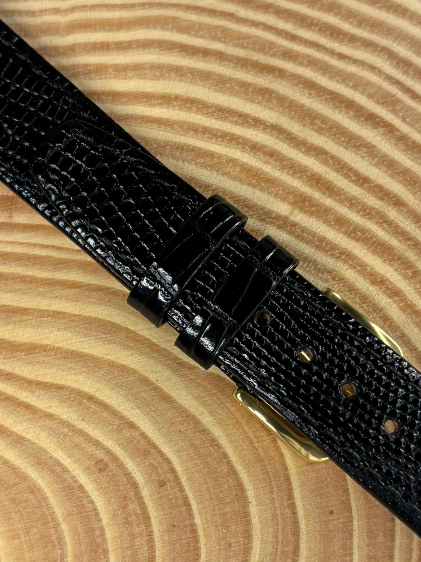 Luxury premium handmade black Teju lizard grain leather watch strap designed for classic styles