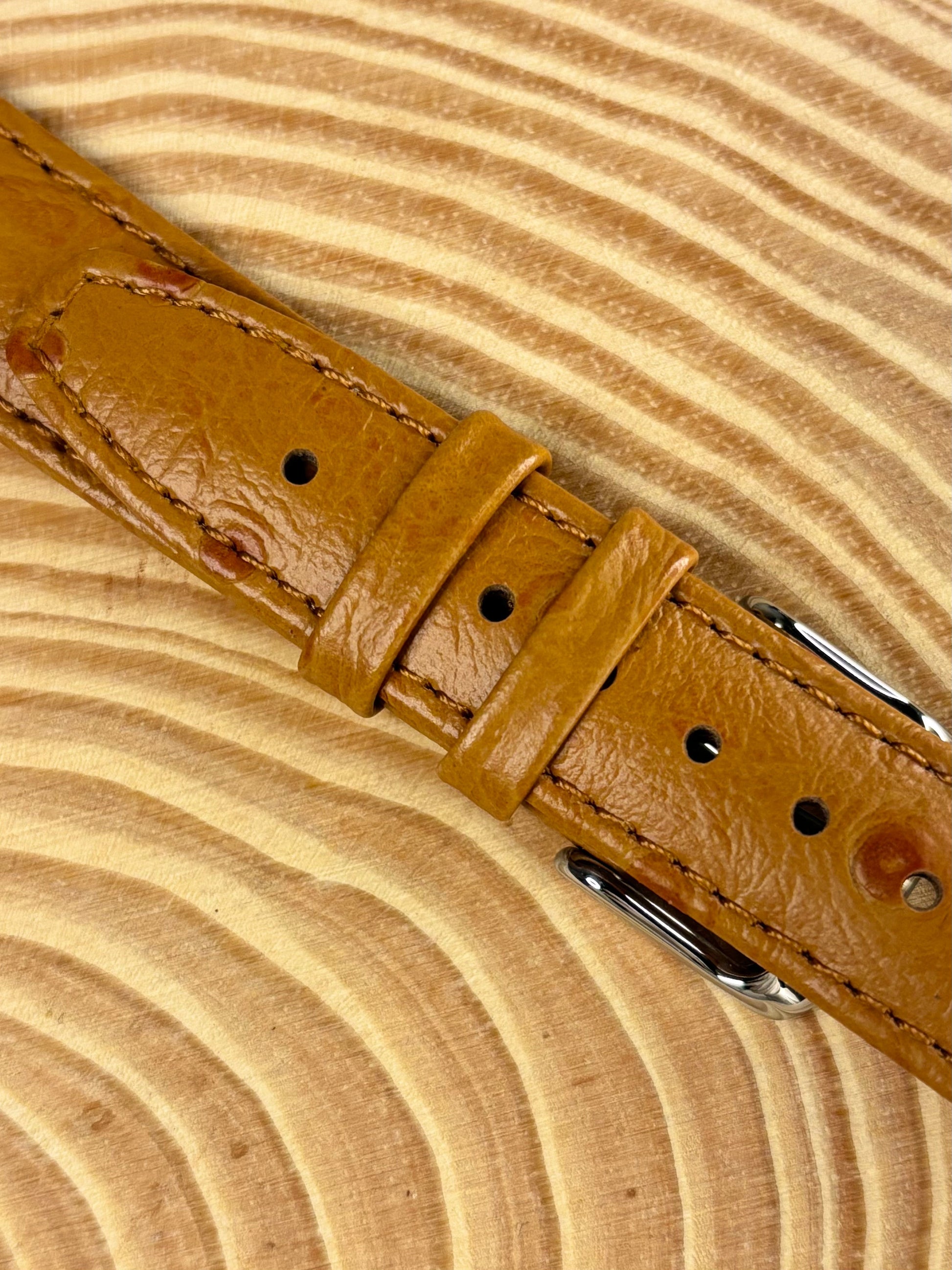 Premium luxury handmade light brown ostrich grain leather strap designed for high end watches