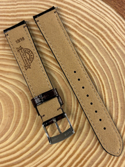 Luxury premium handmade Italian alligator grain leather strap crafted from fine Italian leather