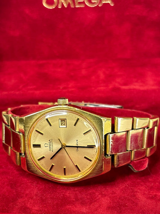 OMEGA Geneve Vintage 1970’s *+BOX* Men’s Automatic Date Gold Bracelet Watch - 166.099