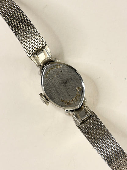 HAMILTON 10K Rolled White Gold Vintage Ladies 1960’s Manual Silver Cocktail Watch